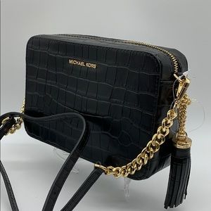 MICHAEL KORS JET SET MD CAMERA BAG EMBROSSED LEATH